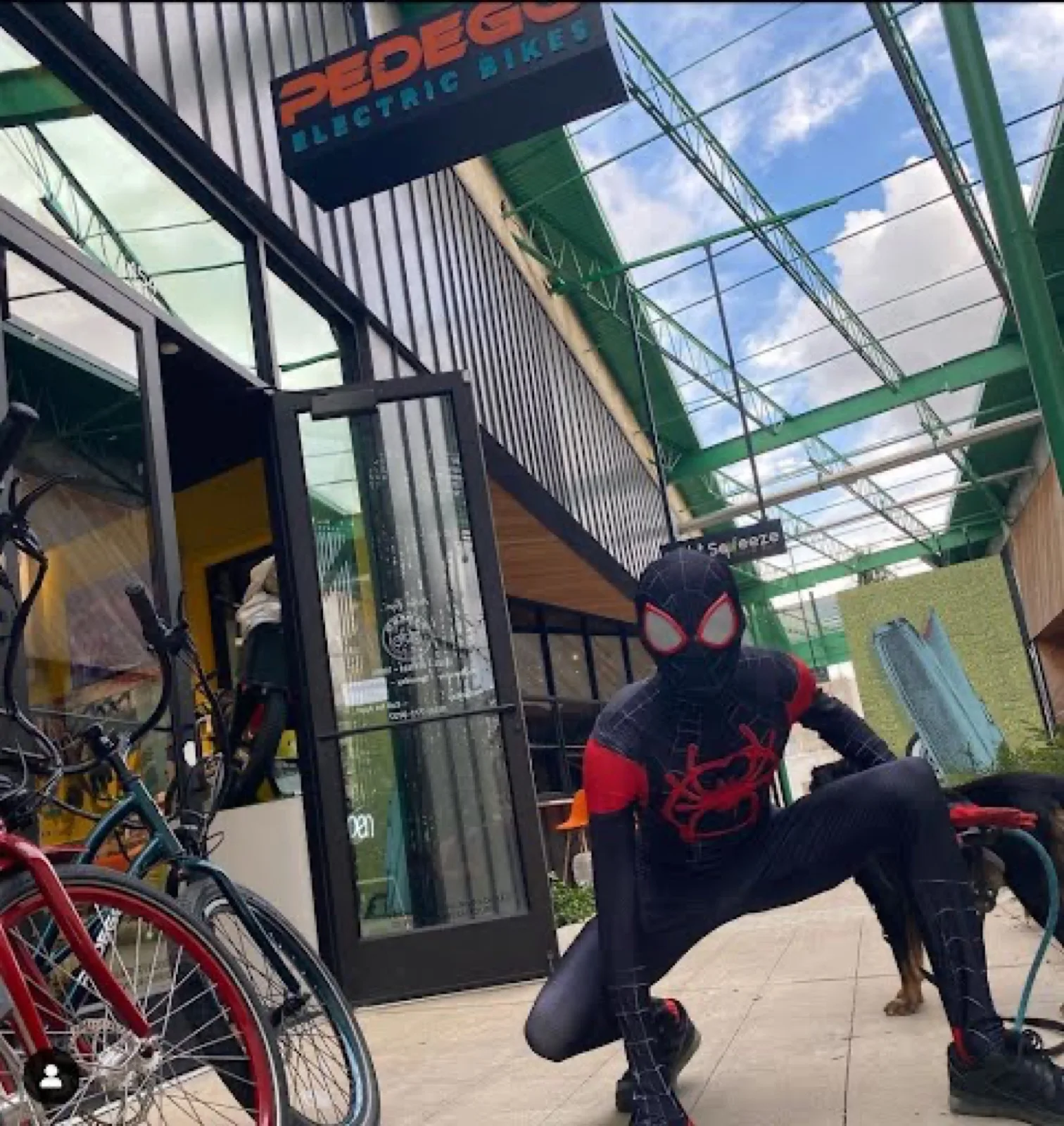 Masked Web Hero party character in Los Angeles