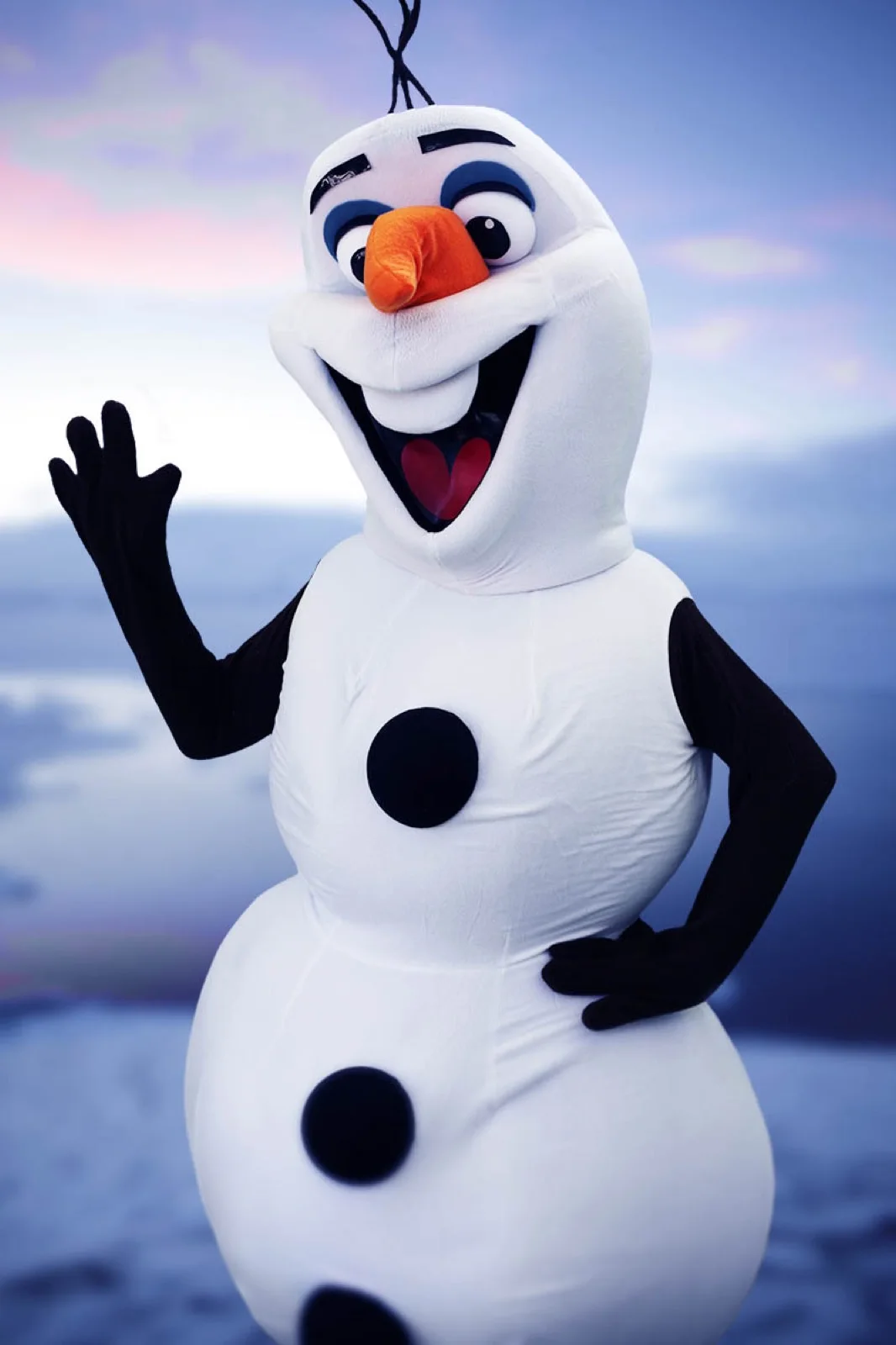Snowman party character in Los Angeles